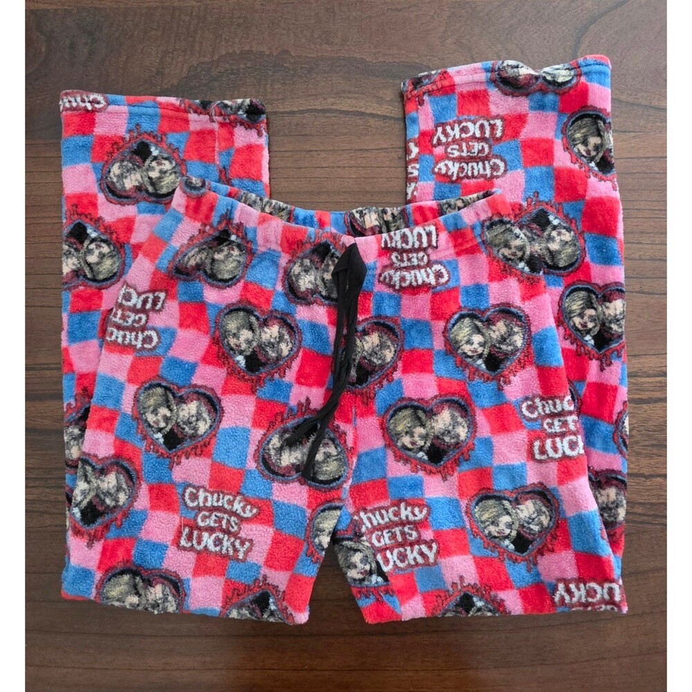 Chucky Gets Lucky Women’s Fleece Pajama Pants Size M Horror Lounge Sleepwear